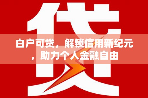 肃州白户可贷，解锁信用新纪元，助力个人金融自由