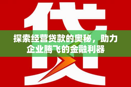 肃州探索经营贷款的奥秘，助力企业腾飞的金融利器