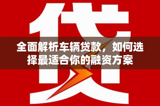 肃州全面解析车辆贷款，如何选择最适合你的融资方案